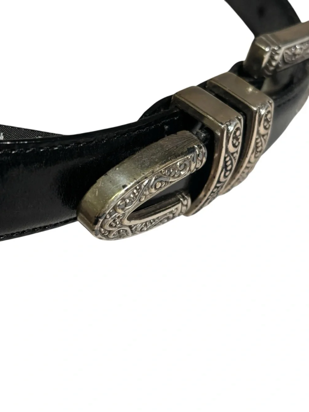 Brighton Black Leather Belt Size 30 Medium Silver Hardware Western Rodeo Unisex